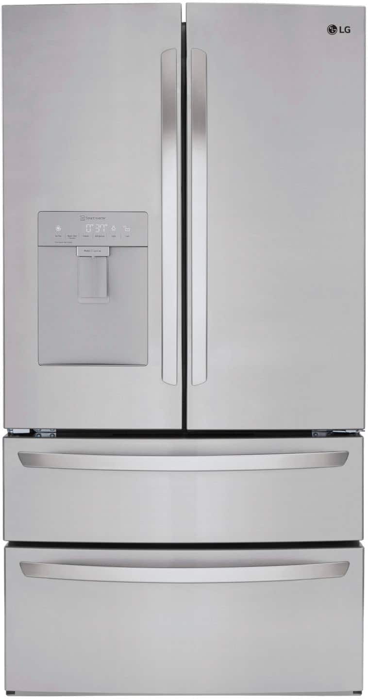 LG - 28.6 Cu. Ft. 4-Door French Door Smart Refrigerator with Water Dispenser - Stainless Steel - Front_Zoom