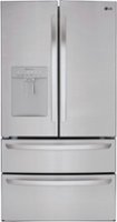 LG - 28.6 Cu. Ft. 4-Door French Door Smart Refrigerator with Water Dispenser - Stainless Steel - Front_Zoom