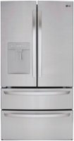 LG - 28.6 Cu. Ft. 4-Door French Door Smart Refrigerator with Water Dispenser - Stainless Steel - Front_Zoom