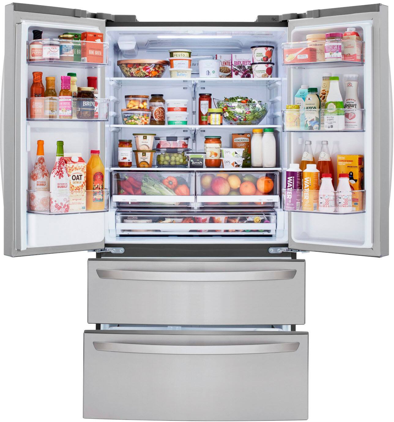 Alt View 5. LG - 28.6 Cu. Ft. 4-Door French Door Smart Refrigerator with Water Dispenser - Stainless Steel.