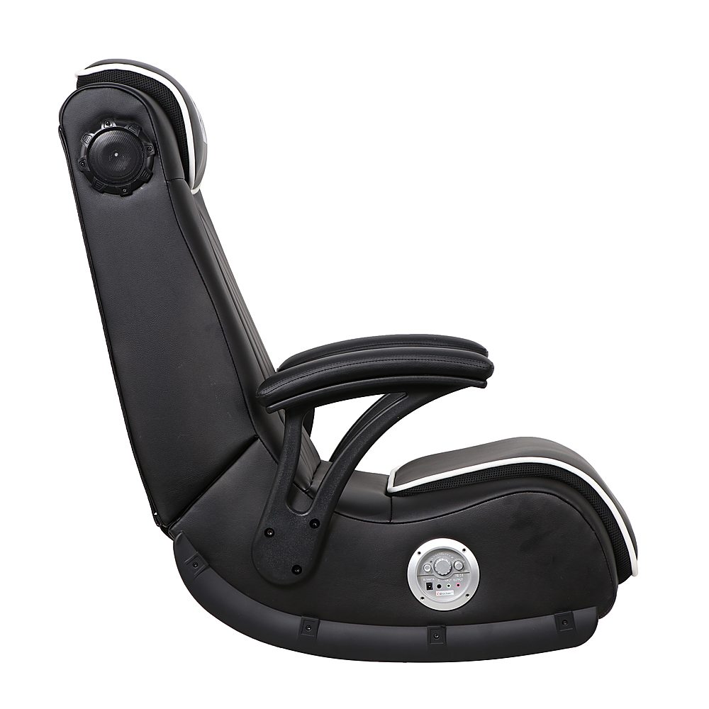 Angle View: X Rocker - Midnight Pro Series Floor Rocker 2.1 Gaming Chair - Black and White