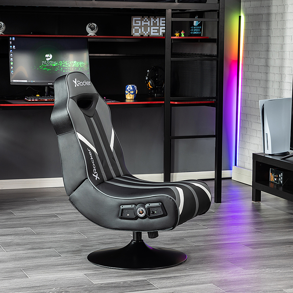 Left View: X Rocker - Nebula 2.1 BT Gaming Chair - Black and Gray
