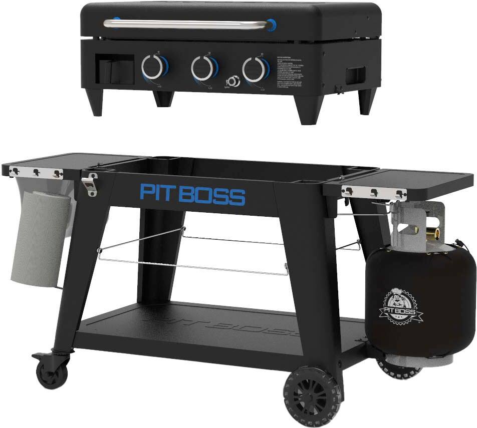 Left. Pit Boss - Ultimate Outdoor Gas 3-Burner Griddle - Black.