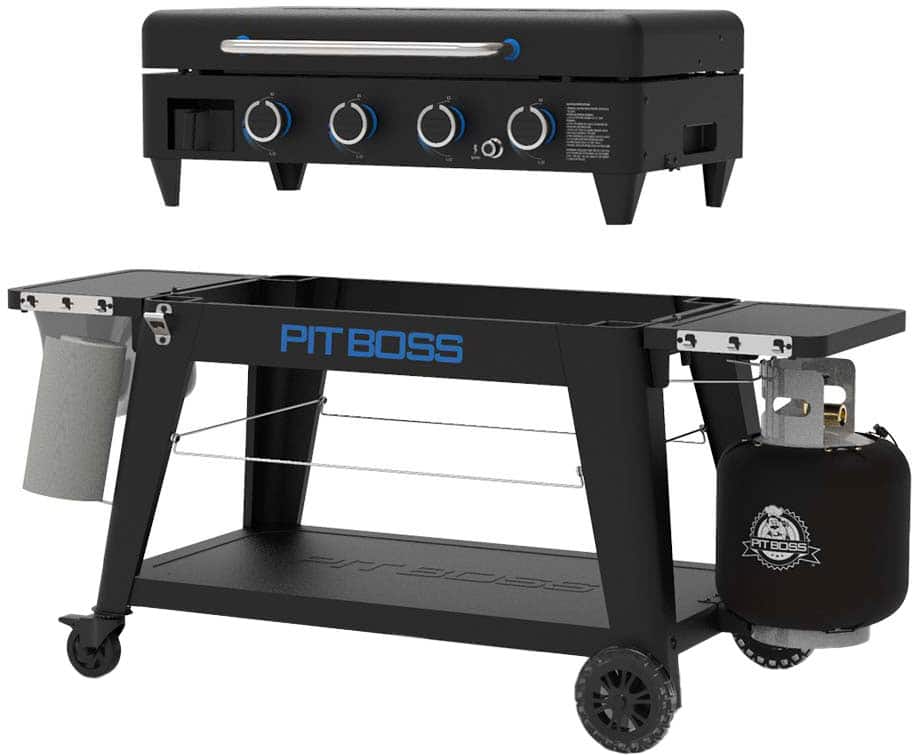 Left. Pit Boss - Ultimate Outdoor Gas 4-Burner Griddle - Black.