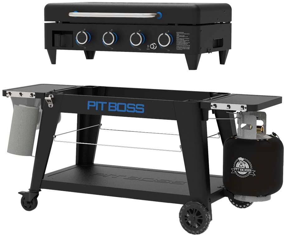 Left. Pit Boss - Ultimate Outdoor Gas 4-Burner Griddle - Black.