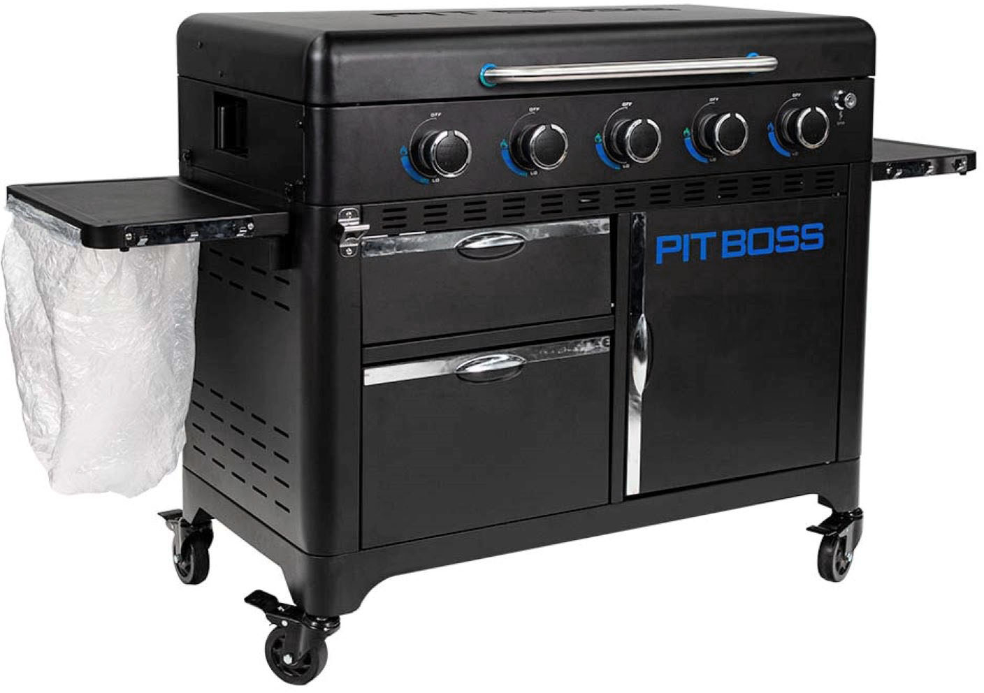 Left View: Pit Boss - Navigator Wood Pellet Grill with Grill Cover - Black