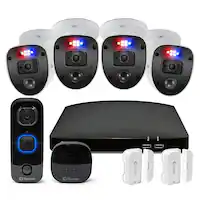 Swann - Home 4-Channel, 4-Camera Indoor/Outdoor 1080p DVR 1TB HDD with Video Doorbell & Alarm New Home Security Starter Kit - White - Front_Zoom