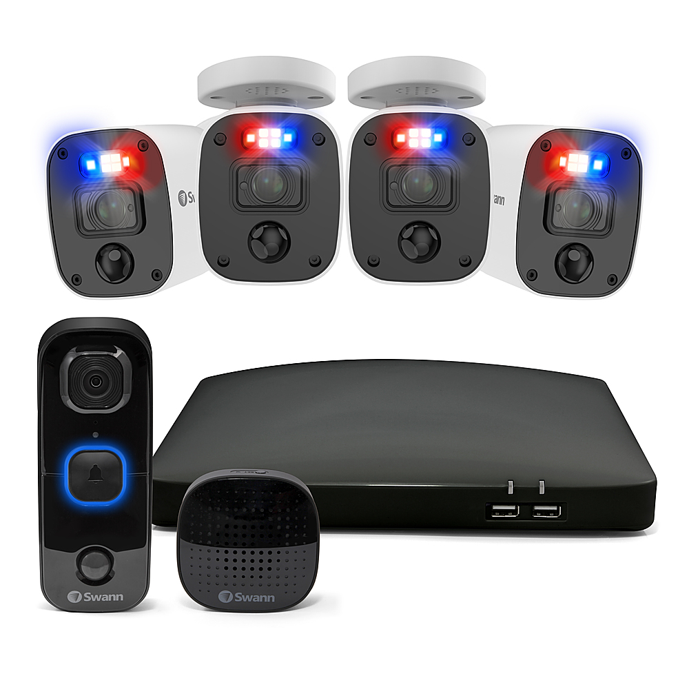Swann Fourtify 4 Camera Indoor/Outdoor Wi-Fi Security System Black/White  SWIFI-FOURTIFY4-US - Best Buy