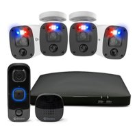 Swann - Enforcer New Home Security Starter Kit 4-Channel, 4-Camera Indoor/Outdoor Wired 4K Ultra HD DVR 1TB HDD & Video Doorbell - Black - Front_Zoom