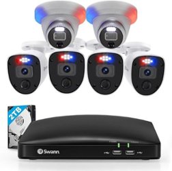 Swann - Enforcer 8-Channel, 6-Camera Indoor/Outdoor Wired 4K 2TB DVR Video Surveillance System - White - Front_Zoom