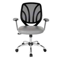 OSP Home Furnishings - Screen Back Task Chair with Faux Leather Seat - Charcoal - Front_Zoom