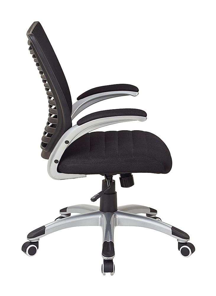 Left View: OSP Home Furnishings - Mesh and Screen Back Managers Chair - Black