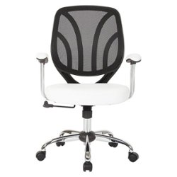 OSP Home Furnishings - Screen Back Task Chair with Faux Leather Seat - White - Front_Zoom