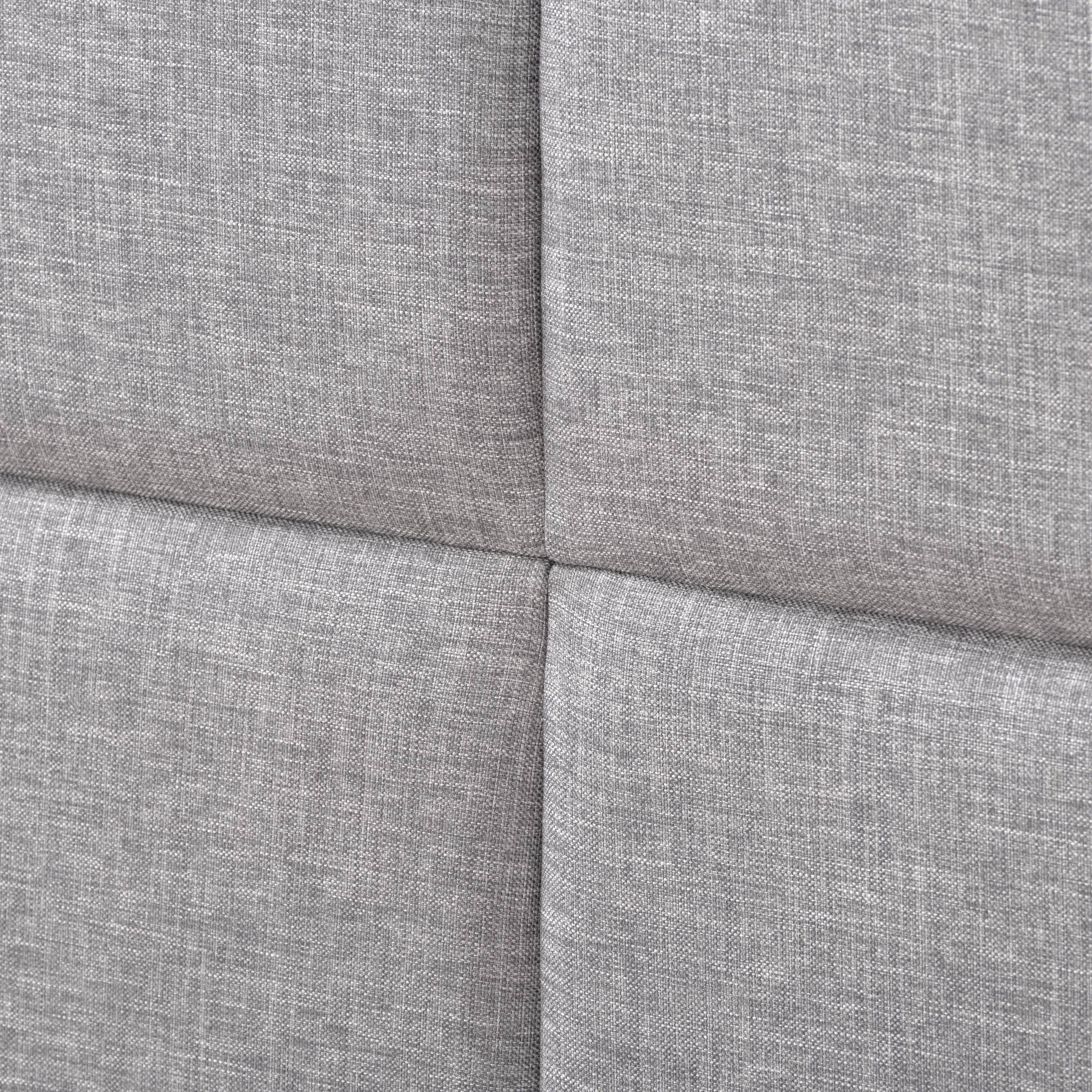 Alt View 2. CorLiving - CorLiving Emerson Light Grey Upholstered Twin Platform Bed Frame with Rectangle Tufted Headboard and Slats - Light Grey.