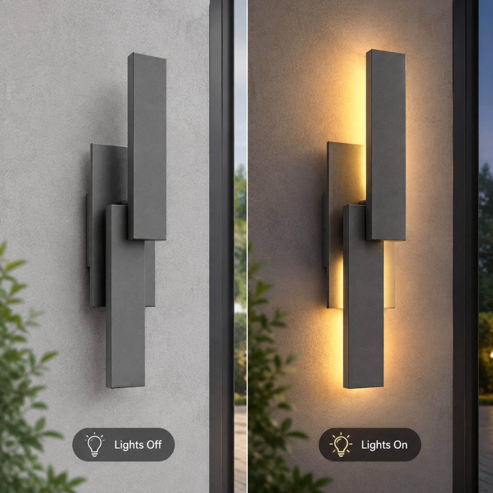 RYHNUYNE 21 In Dimmable LED Outdoor Wall Light, Waterproof Modern ...