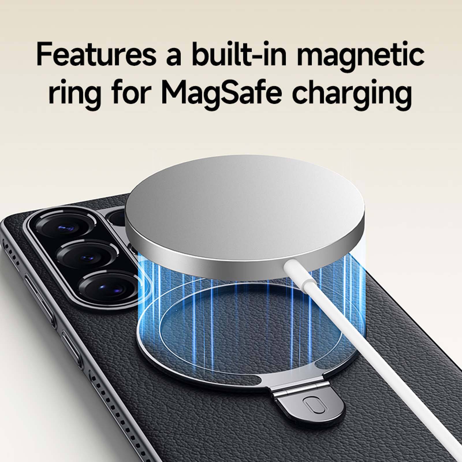 Features a built-in magnetic ring for MagSafe charging
