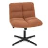 Front. Costway - Modern Armless Swivel Office Chair with Adjustable Height - Brown.
