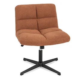 Costway - Modern Armless Swivel Office Chair with Adjustable Height - Brown