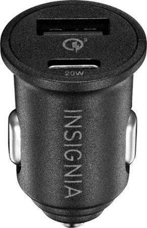 Insignia™ - 20W Vehicle Charger with 1 USB-C and 1 USB Port - Black