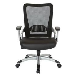 OSP Home Furnishings - Screen Back Chair with Faux Leather Seat - Black - Front_Zoom