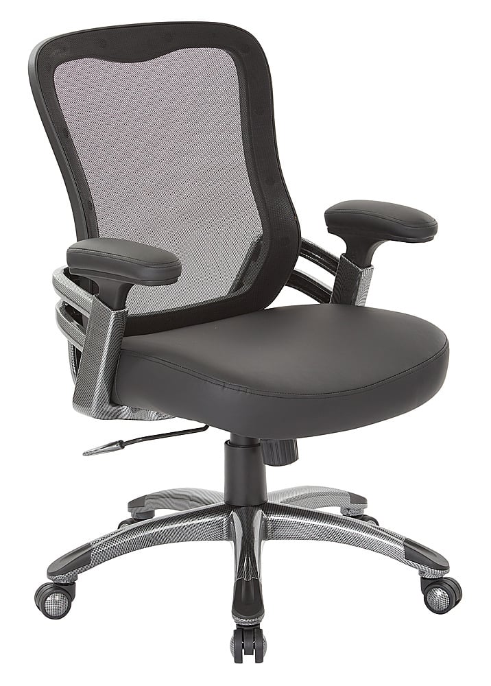 Angle View: OSP Home Furnishings - Mesh Back Manager’s Chair with Faux Leather - Black