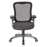 OSP Home Furnishings - Mesh Back Manager’s Chair with Faux Leather - Black - Front_Zoom