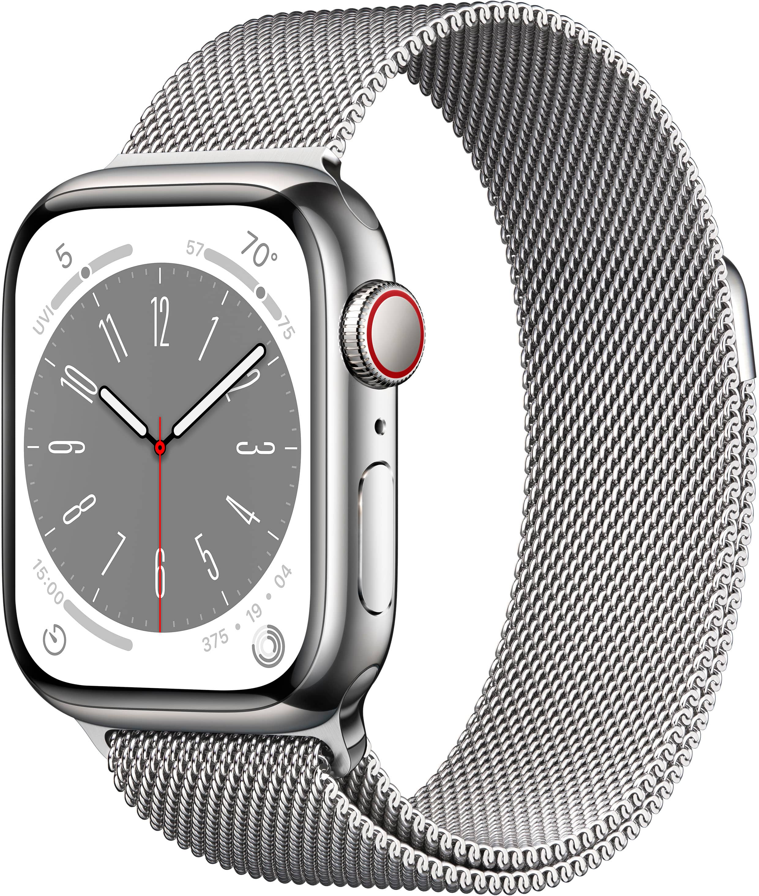 Best Buy: Apple Watch Series 8 (GPS + Cellular) 41mm Stainless Steel Case  with Silver Milanese Loop Silver MNJ73LL/A