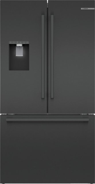 Front Zoom. Bosch - 500 Series 26 Cu. Ft. French Door Smart Refrigerator with External Water and Ice - Black Stainless Steel.
