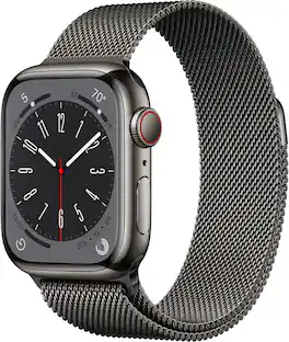 Refurbished Excellent - Apple Watch Series 8 (GPS + Cellular) 41mm Stainless Steel Case with Graphite Milanese Loop - Graphite - (2022)