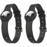 SaharaCase - Adjustable Silicone Dog Collar for Apple AirTag (Small and Medium Dogs) (2-Pack) - Black - Front_Zoom