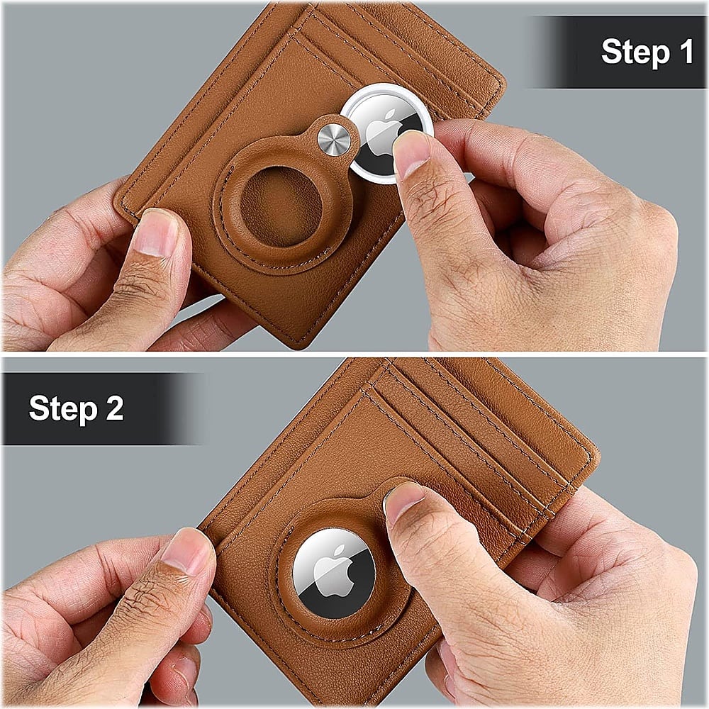 Step 1:
1. Remove the leather case from the wallet.
2. Pull the case off the wallet.
Step 2:
1. Slide the case onto the wallet.
2. Secure the case onto the wallet.