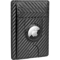 SaharaCase - Slim Leather Wallet Case for Apple AirTag - Black - Angle_Zoom