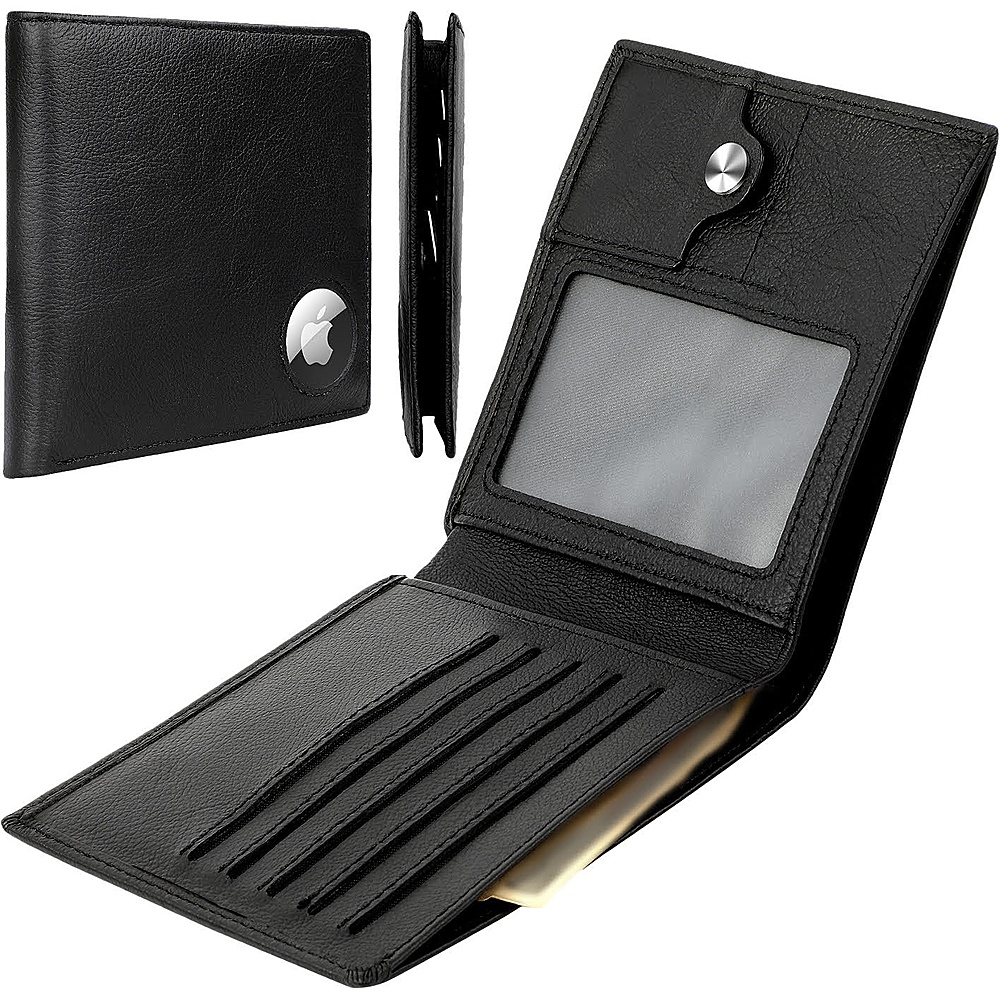 SaharaCase Slim Genuine Leather Wallet Case for Apple AirTag Black AT00034  - Best Buy
