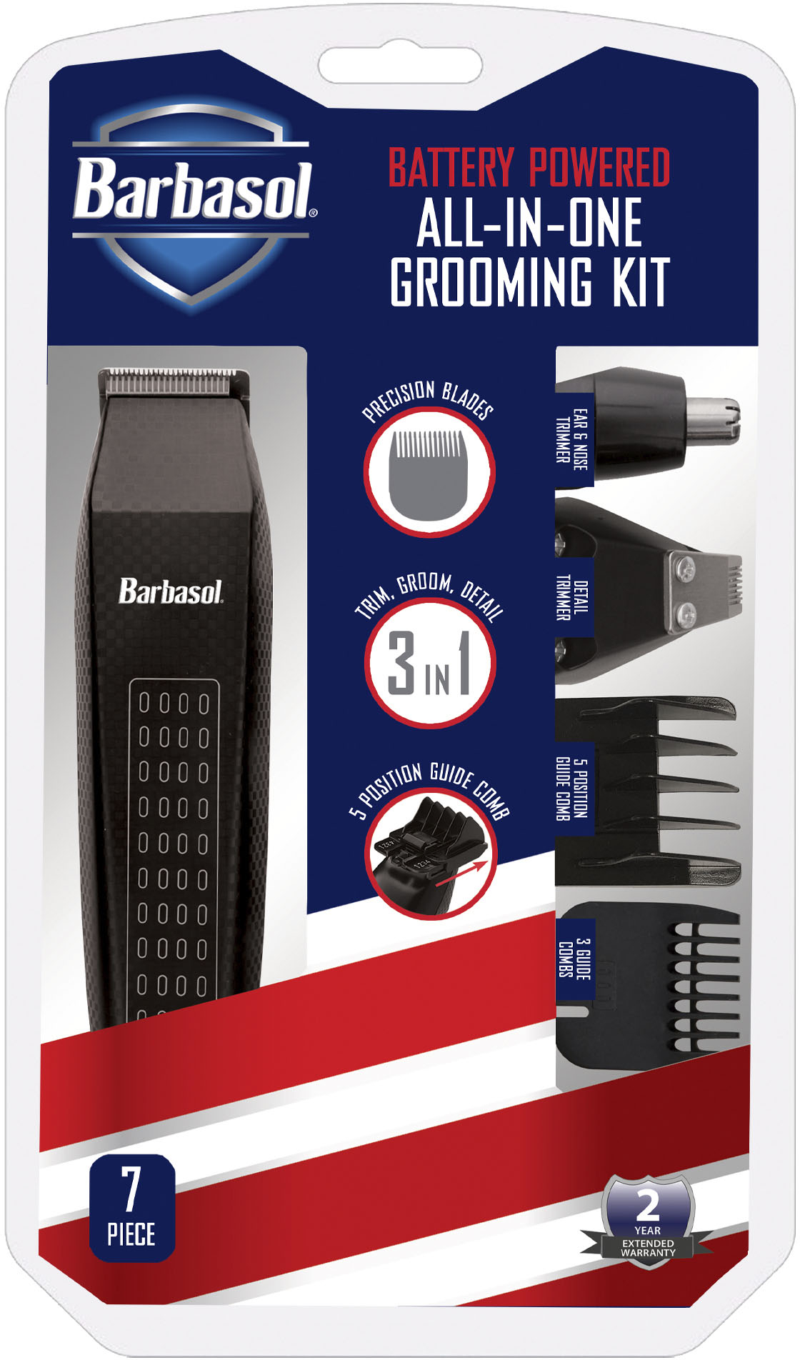 Angle View: Barbasol Battery Powered All-In-One Grooming Kit - Black
