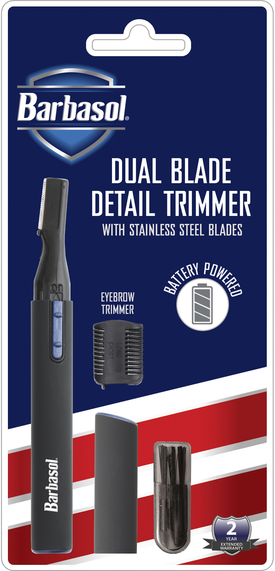 Angle View: Barbasol Detail Trimmer with comb for Eyebrows - Black