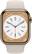 Angle. Apple - Apple Watch Series 8 GPS + Cellular 41mm Gold Stainless Steel Case with Starlight Sport Band - M/L - Starlight.