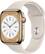 Front. Apple - Apple Watch Series 8 GPS + Cellular 41mm Gold Stainless Steel Case with Starlight Sport Band - M/L - Starlight.