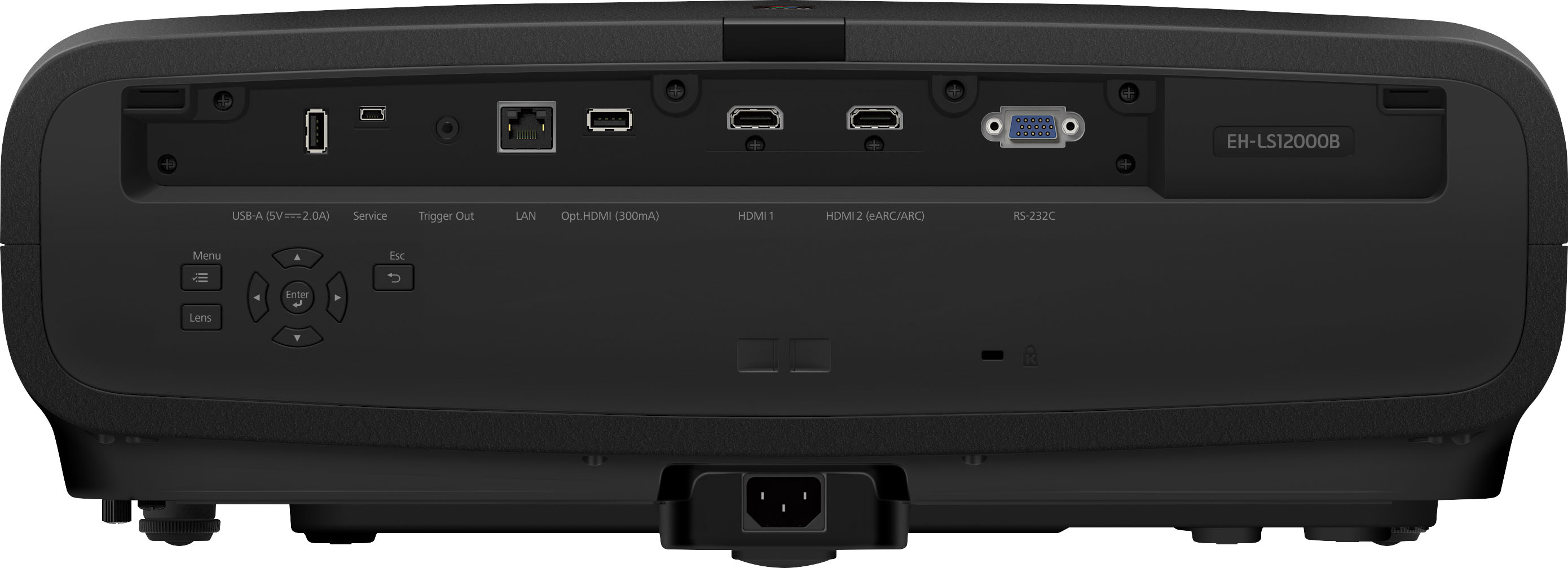 Back View: Epson - Pro Cinema LS12000 4K PRO-UHD Laser Projector, HDR, HDR10+, 2700 lumens, HDMI 2.1, Motorized Lens, 120 Hz - UltraBlack