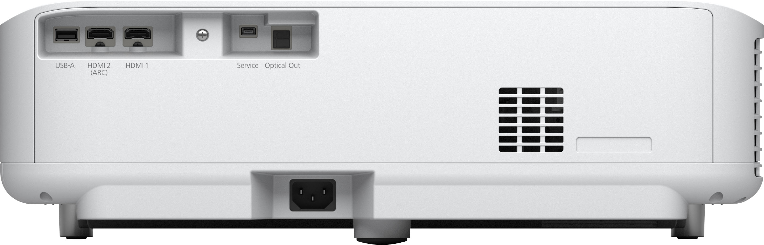 Back View: Epson - EpiqVision Ultra LS300 Smart Streaming Laser Short Throw Projector, 3600 lumens - Certified Refurbished - White