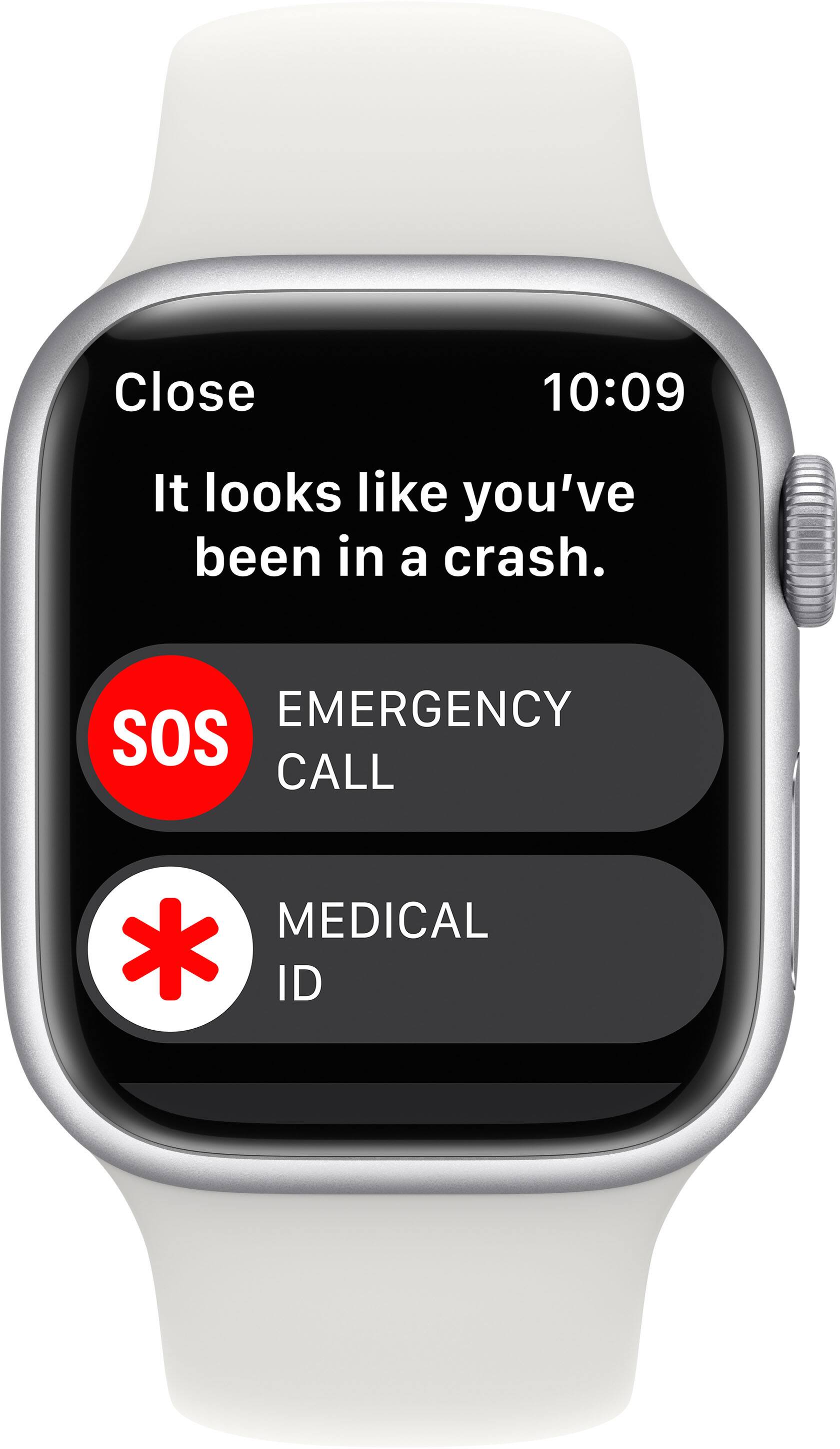 Close 10:09 It looks like you've been in a crash. EMERGENCY SOS CALL MEDICAL * ID