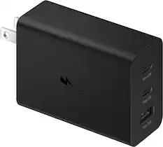 Front. Samsung - Super Fast Charging 65W Trio Adapter - Black.