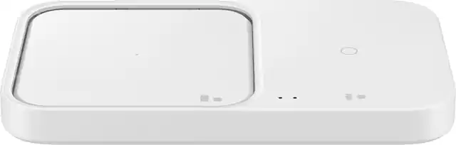Front. Samsung - 15W Duo Fast Wireless Charger pad with Cable Only - White.