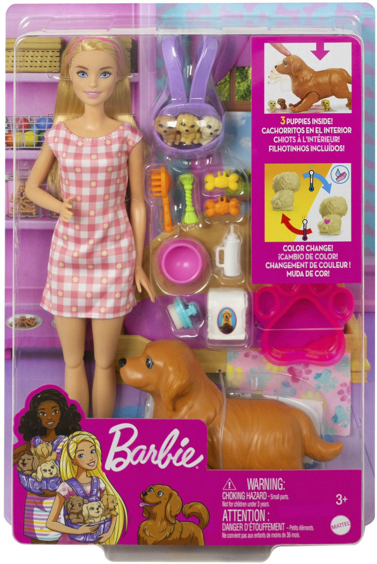 Barbie Newborn Pups Playset With & Animal Toys Doll Multicolor