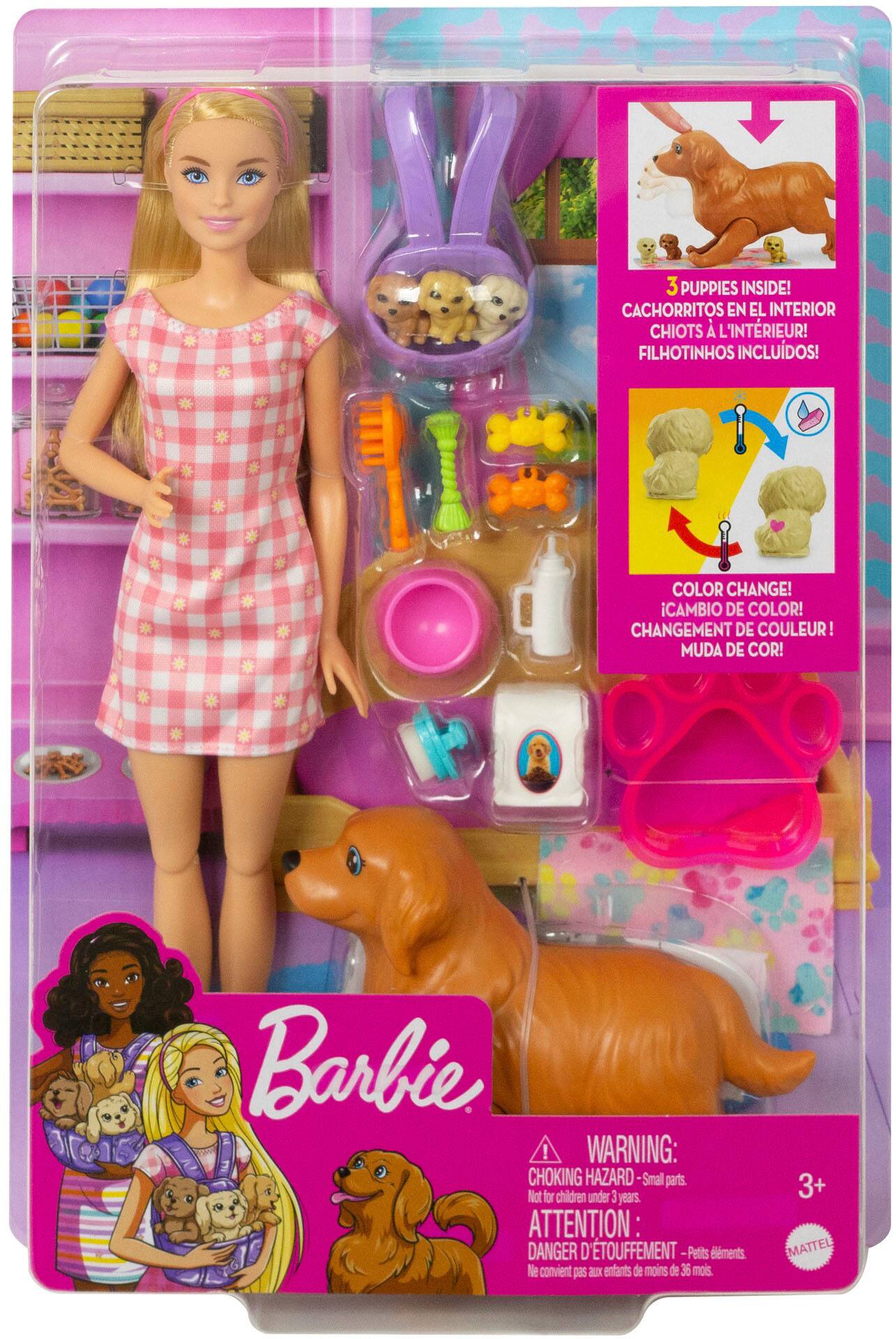 Angle. Barbie - Doll and Newborn Pups Playset.