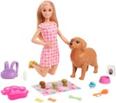 Front Zoom. Barbie - Doll and Newborn Pups Playset.