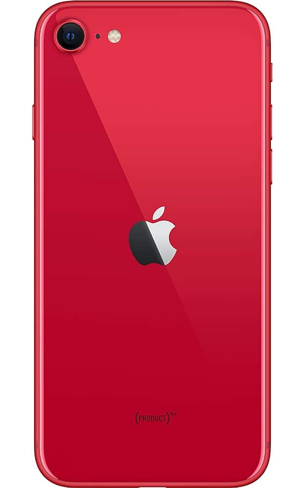 Left. Apple - Pre-Owned iPhone SE (2020) 64GB (Unlocked) - Red.