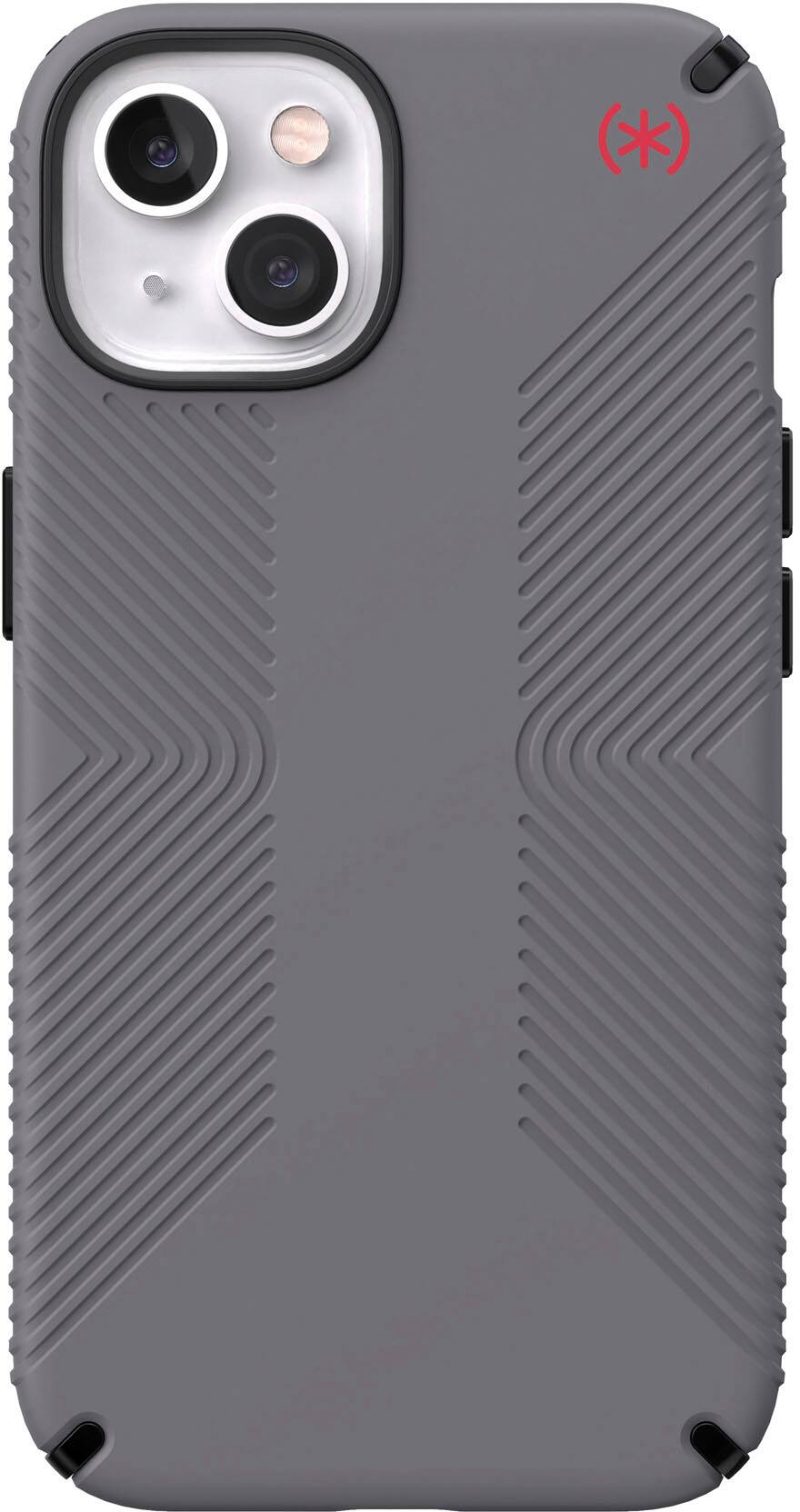 Front. Speck - Presidio2 Grip MagSafe Case for iPhone 13 - Gray.