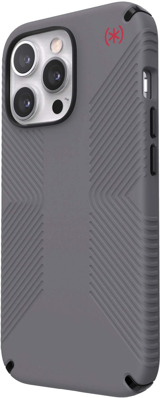 Left View: Speck - Presidio2 Grip MagSafe Case for iPhone 13 Pro - Grey