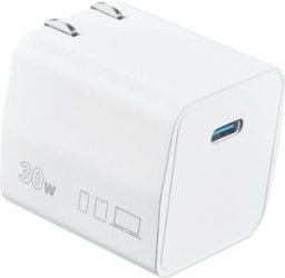 Insignia™ - 30W USB-C Foldable Compact Wall Charger for MacBook Air, iPad, Smartphone, and Tablet - White - Front_Zoom