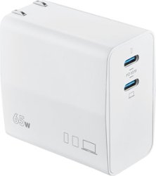 Insignia™ - 65W Dual Port USB-C Compact Wall Charger for MacBook Pro, MacBook Air, and most USB-C Laptops - White - Front_Zoom